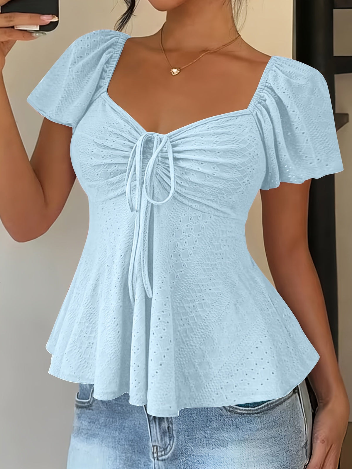 Bianca-Louisa | Women's Peplum Puff-Sleeve Blouse