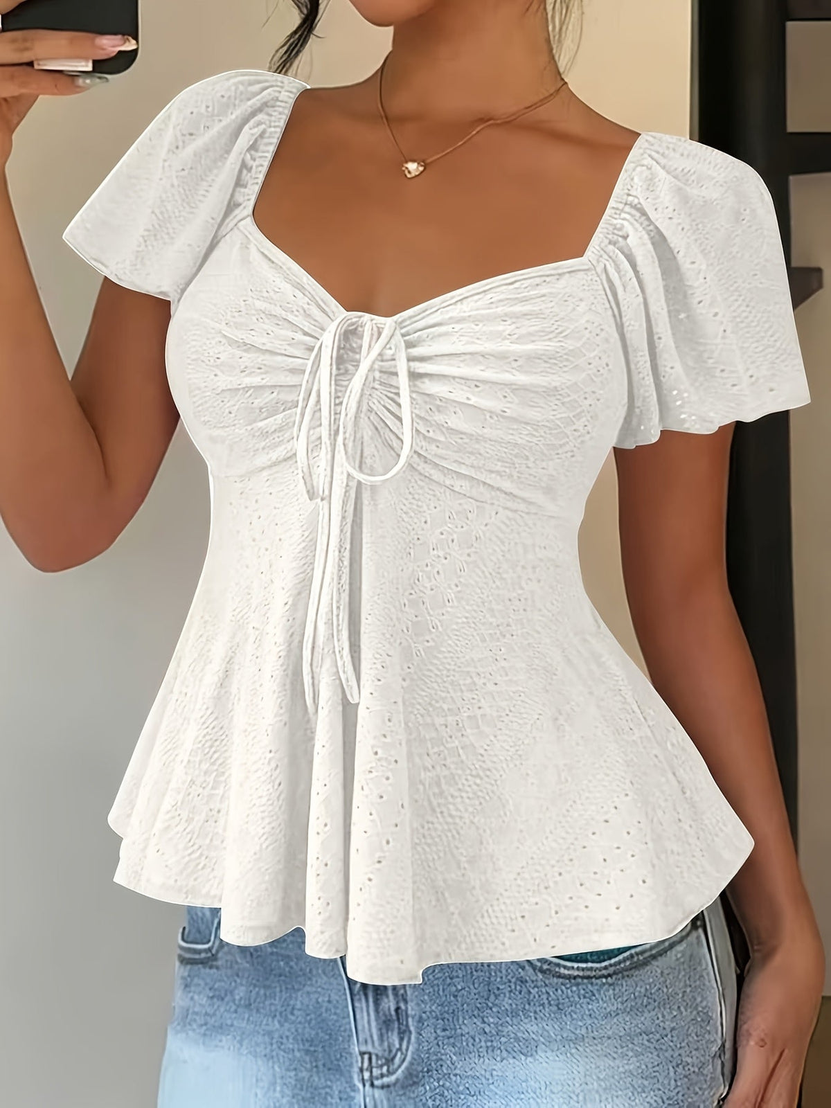 Bianca-Louisa | Women's Peplum Puff-Sleeve Blouse