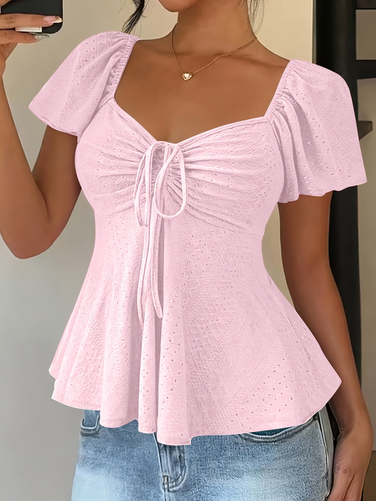 Bianca-Louisa | Women's Peplum Puff-Sleeve Blouse