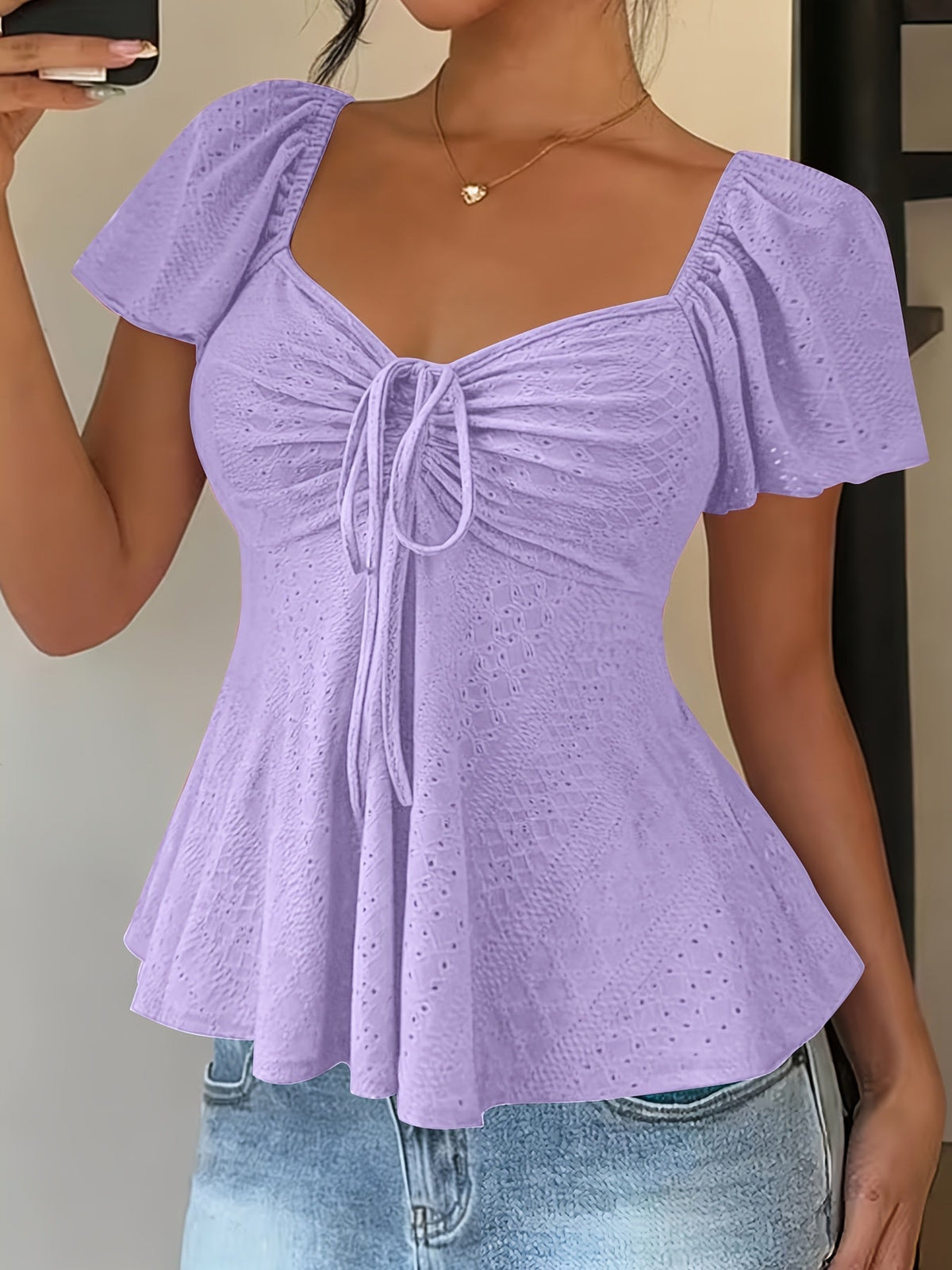Bianca-Louisa | Women's Peplum Puff-Sleeve Blouse