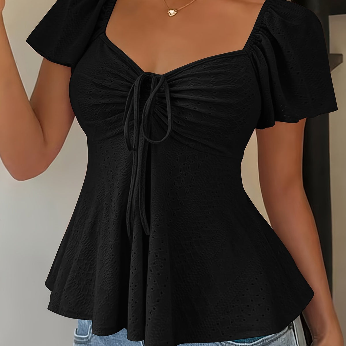 Bianca-Louisa | Women's Peplum Puff-Sleeve Blouse
