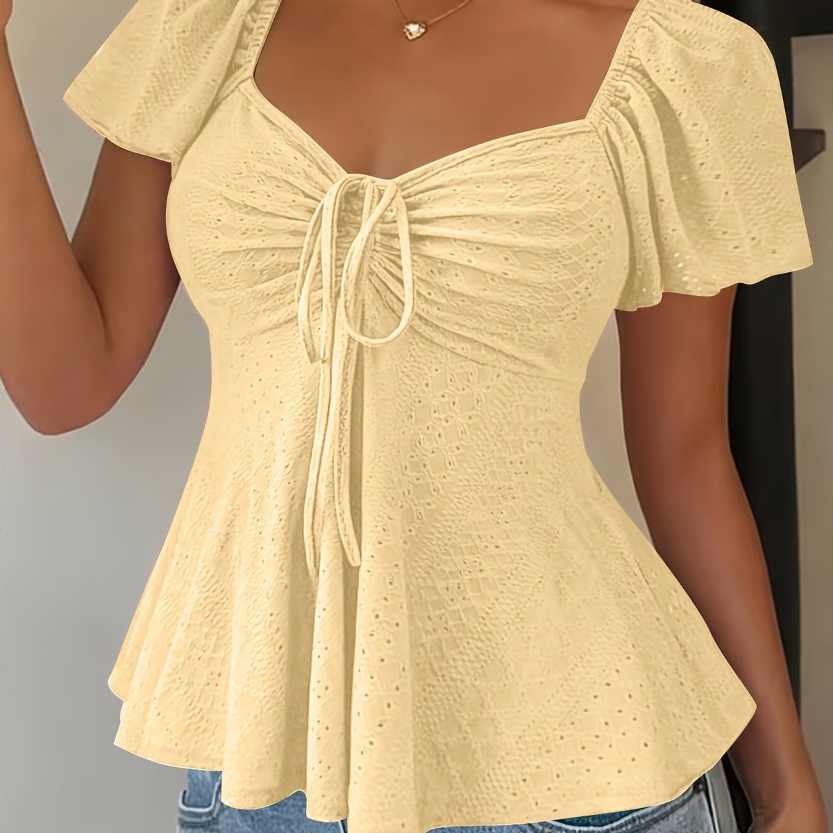 Bianca-Louisa | Women's Peplum Puff-Sleeve Blouse