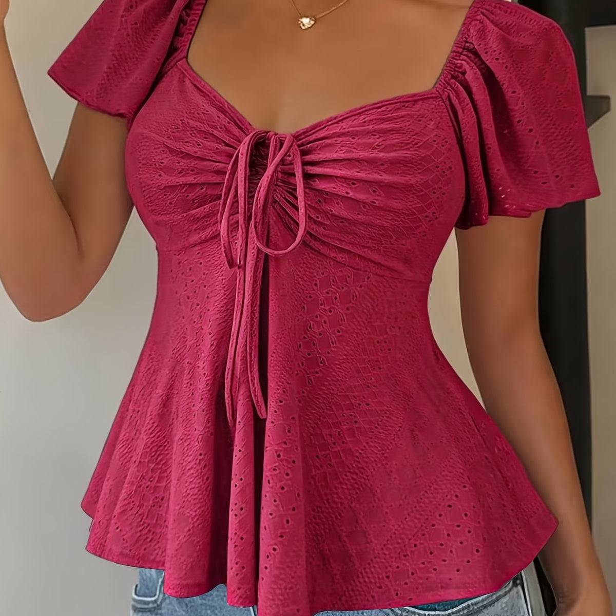 Bianca-Louisa | Women's Peplum Puff-Sleeve Blouse
