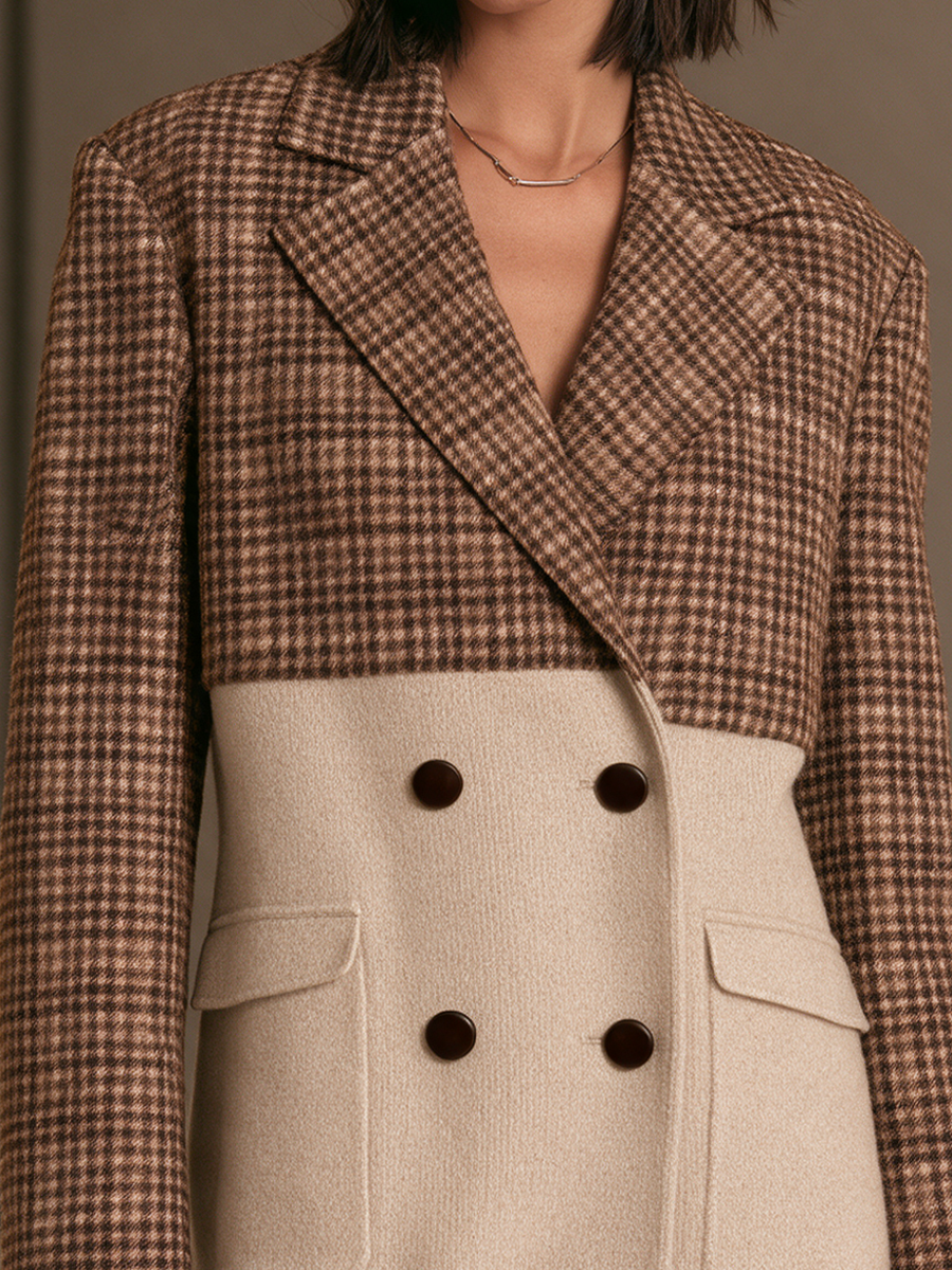 Simone | Women's Plaid Color-Block Blazer Mini Dress