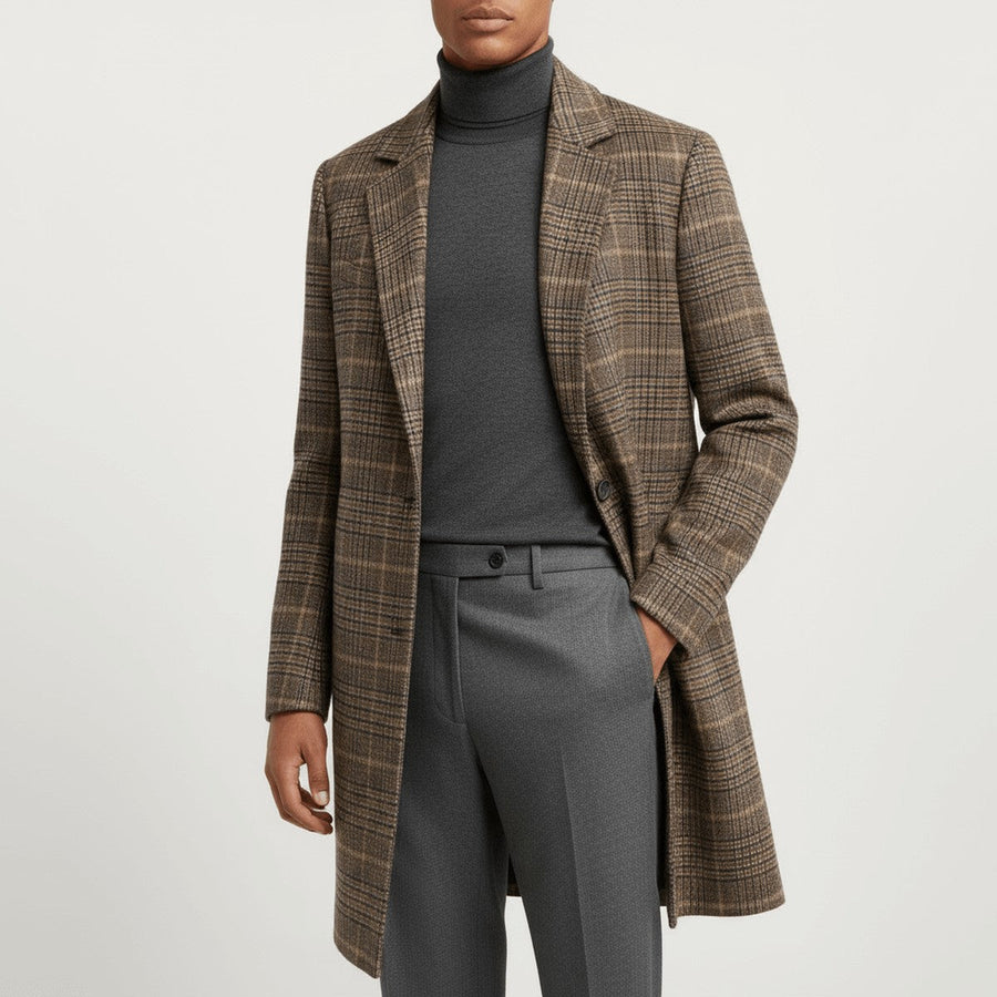 Greta-Frances | Women's Plaid Wool Longline Trench Coat