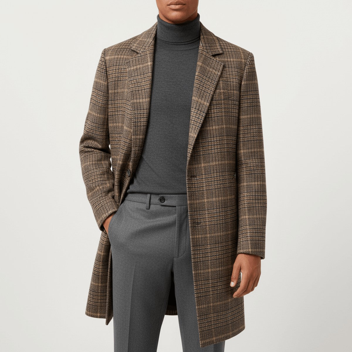 Greta-Frances | Women's Plaid Wool Longline Trench Coat