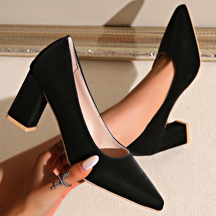 Ivy-Verna | Women's Pointed Toe Block Heel Court Shoes