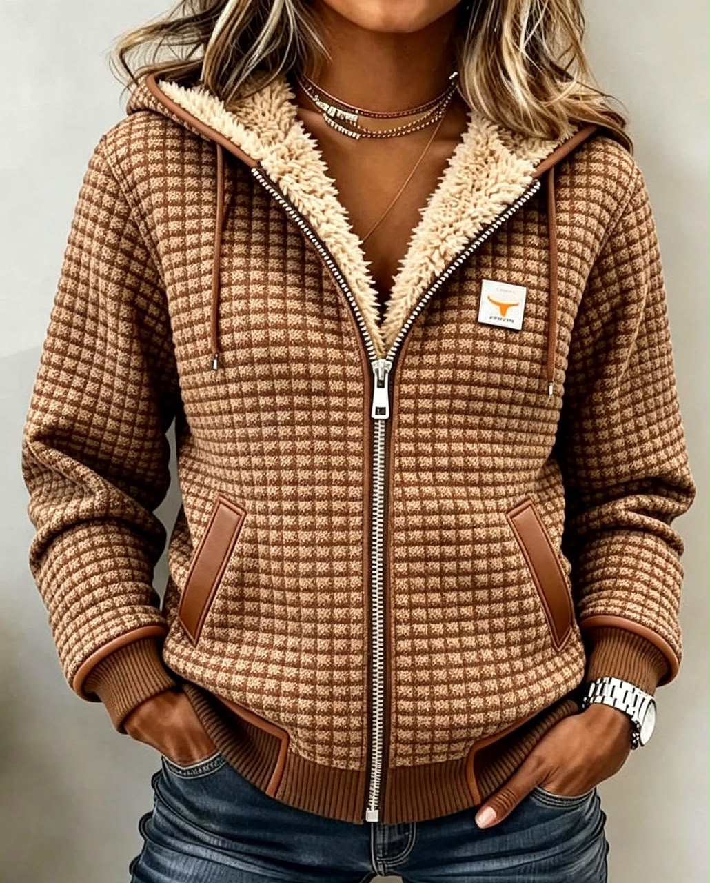 Nadine | Women's Quilted Hooded Jacket with Sherpa Lining