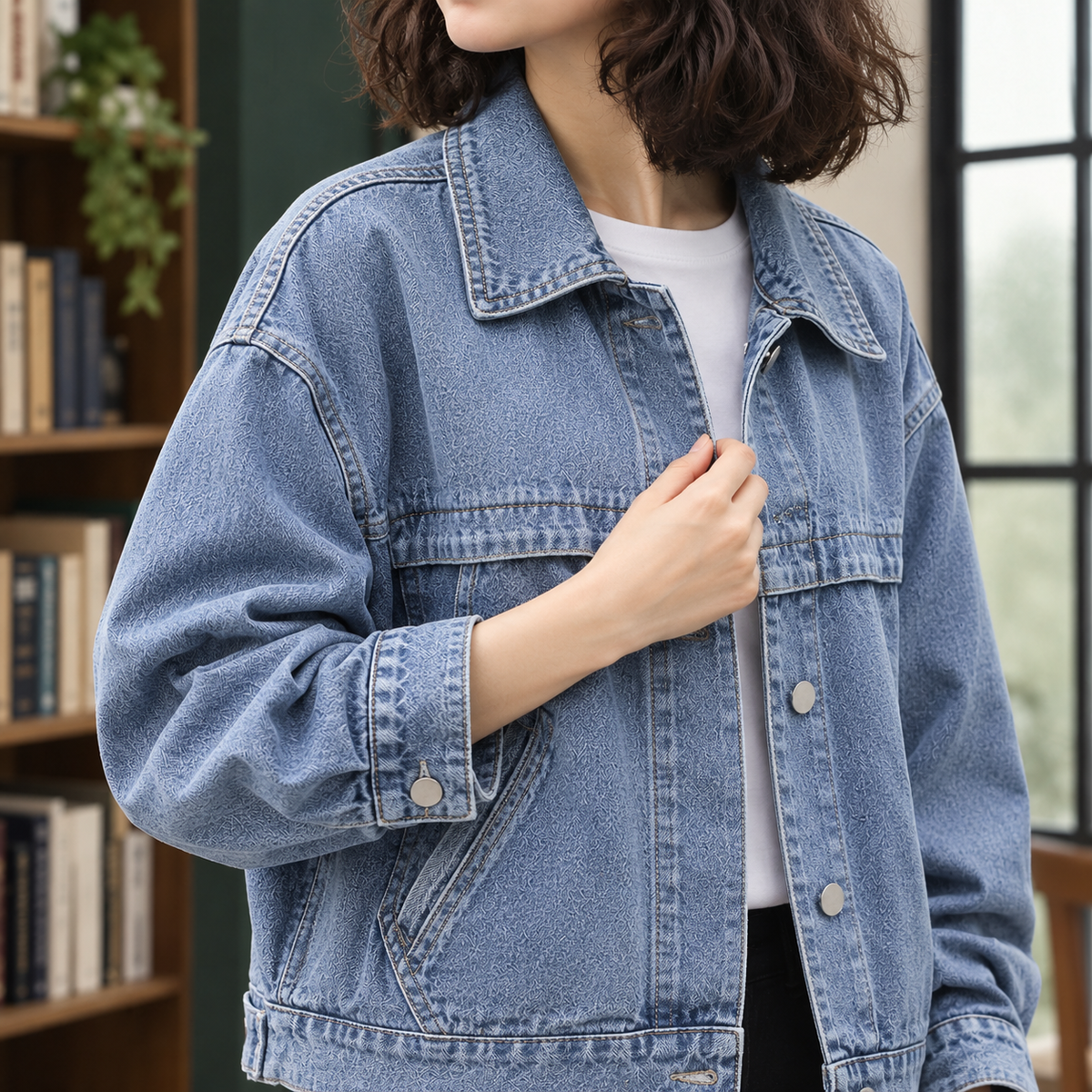 Louisa | Women's Relaxed Dropped-Shoulder Denim Trucker Jacket