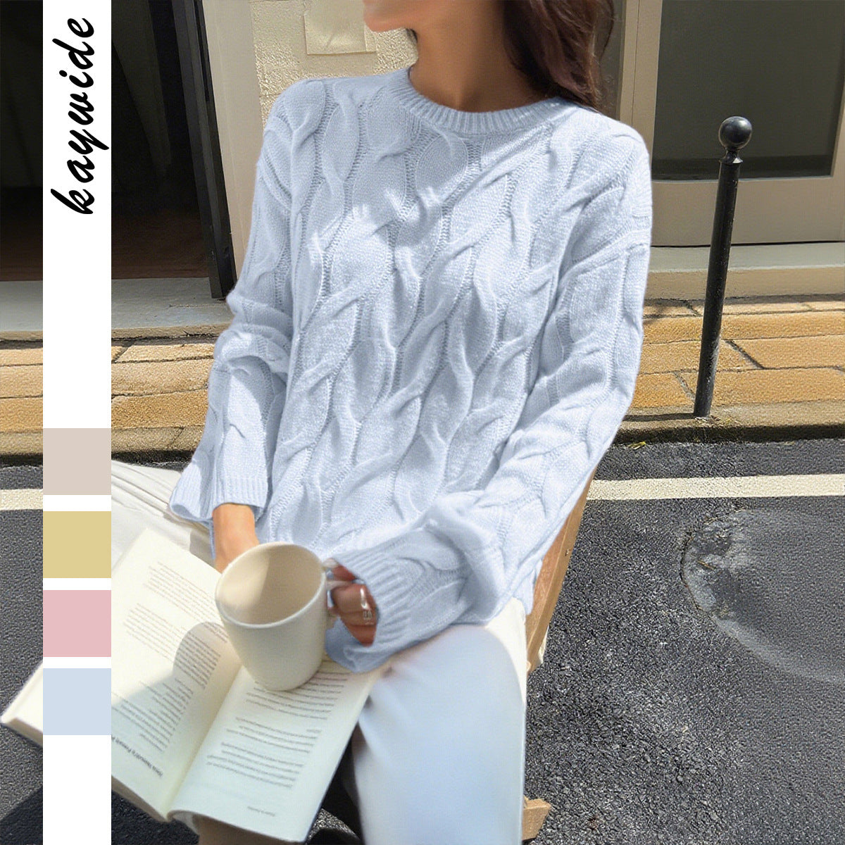 Hilda-Meredith | Women's Relaxed-Fit Cable Knit Crew Neck Jumper