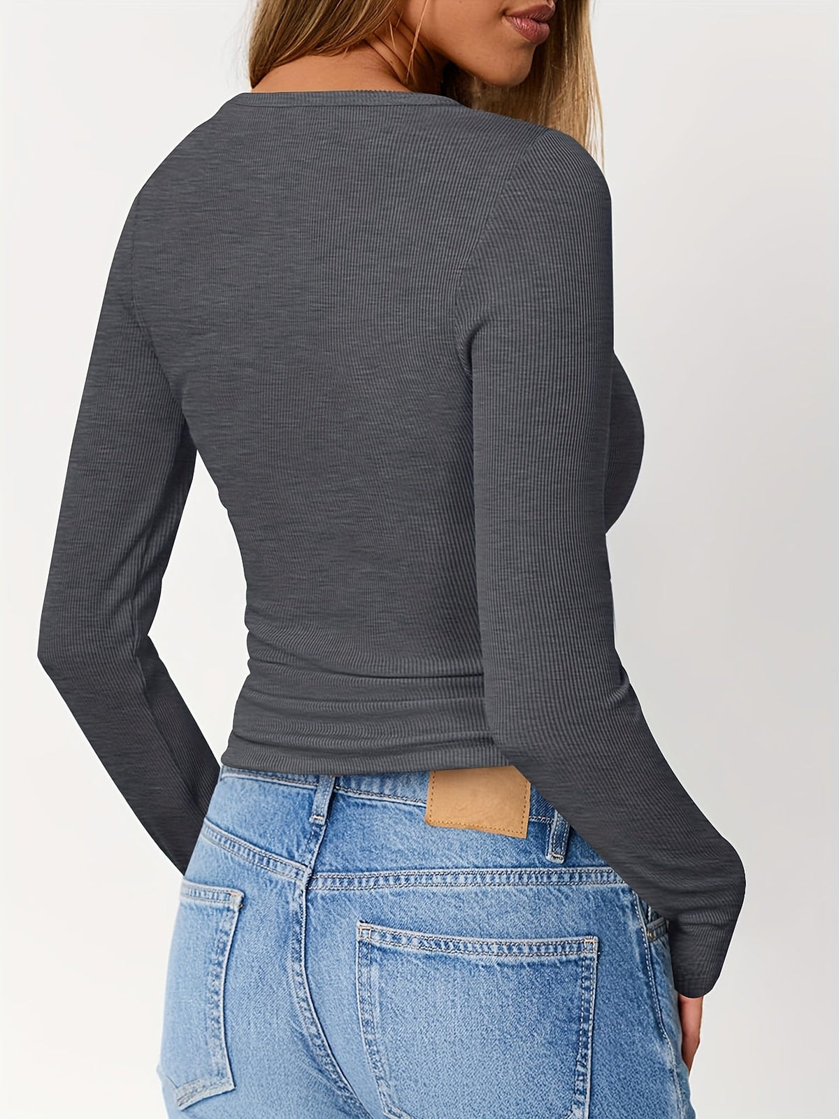 Hazel-Juliet | Women's Ribbed Button Henley Crop Top