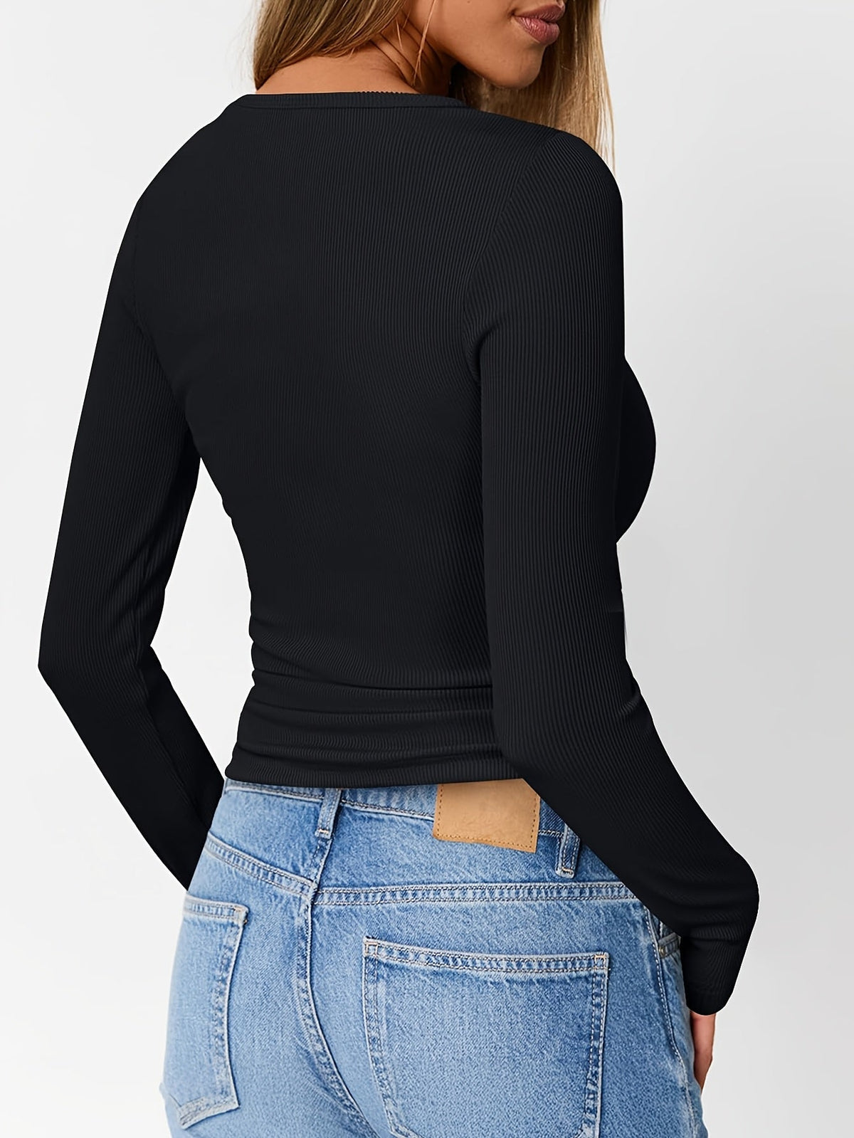Hazel-Juliet | Women's Ribbed Button Henley Crop Top
