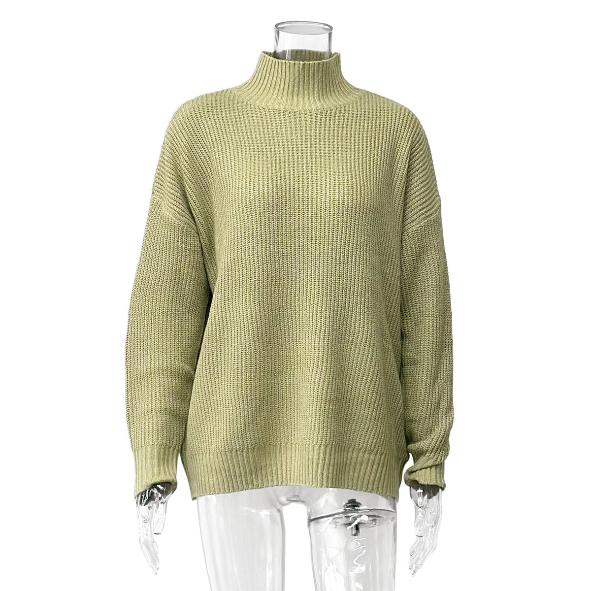 Agnes-Beatrix | Women's Ribbed High-Neck Drop-Shoulder Sweater