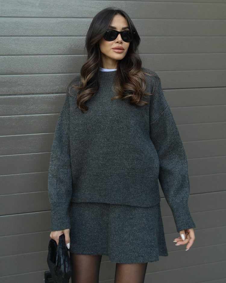 Eugenia-Renata | Women's Ribbed Knit Jumper and Skirt Set