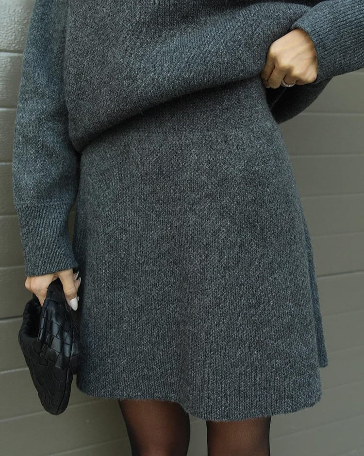 Eugenia-Renata | Women's Ribbed Knit Jumper and Skirt Set
