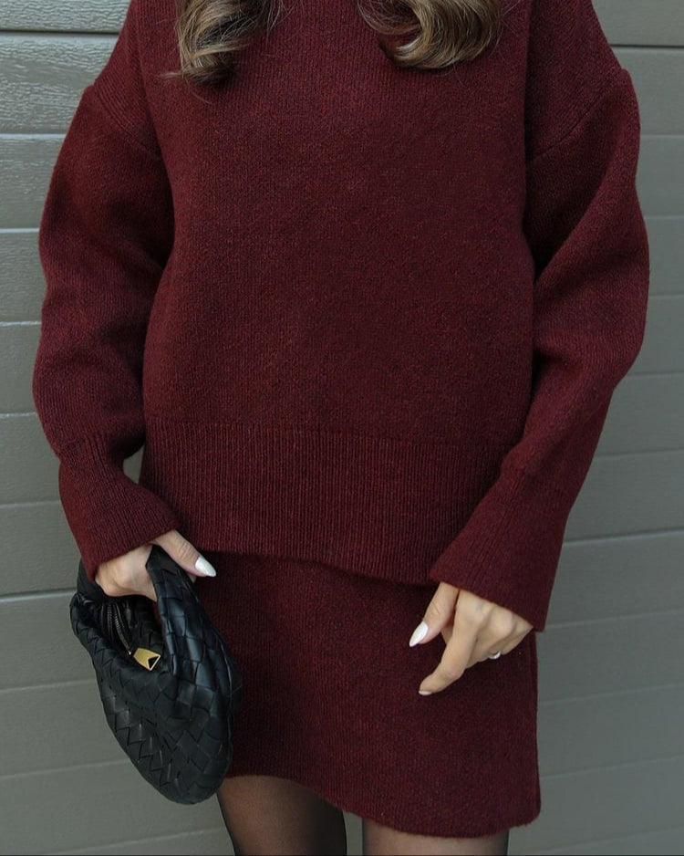 Eugenia-Renata | Women's Ribbed Knit Jumper and Skirt Set