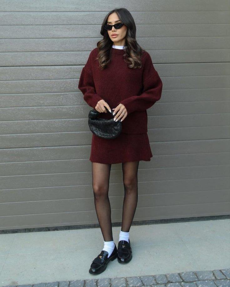 Eugenia-Renata | Women's Ribbed Knit Jumper and Skirt Set