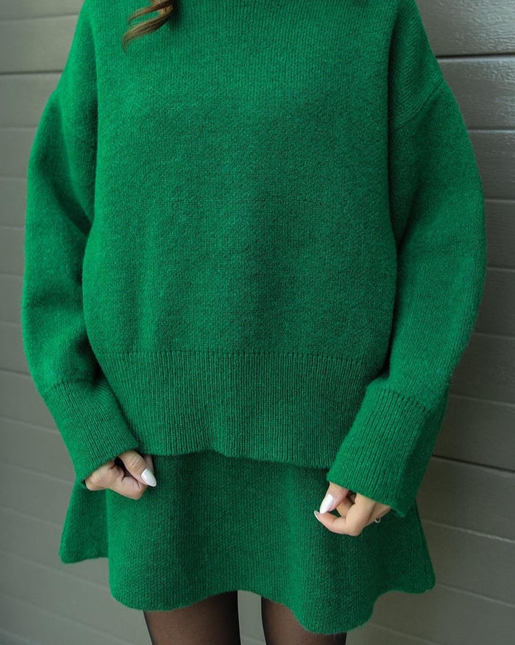 Eugenia-Renata | Women's Ribbed Knit Jumper and Skirt Set