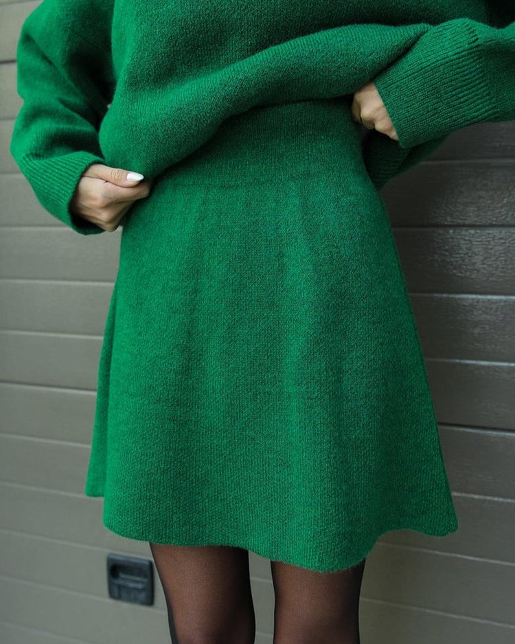 Eugenia-Renata | Women's Ribbed Knit Jumper and Skirt Set