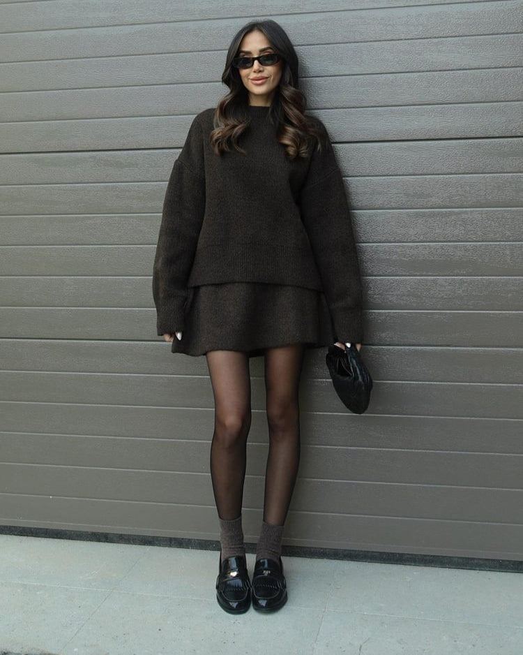 Eugenia-Renata | Women's Ribbed Knit Jumper and Skirt Set