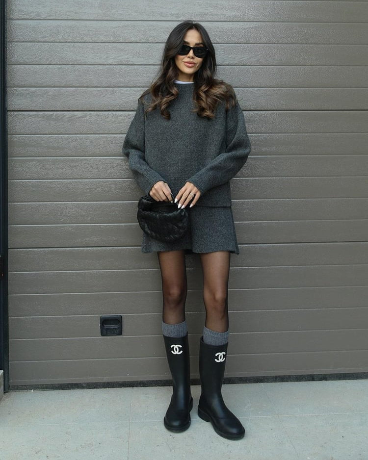 Eugenia-Renata | Women's Ribbed Knit Jumper and Skirt Set