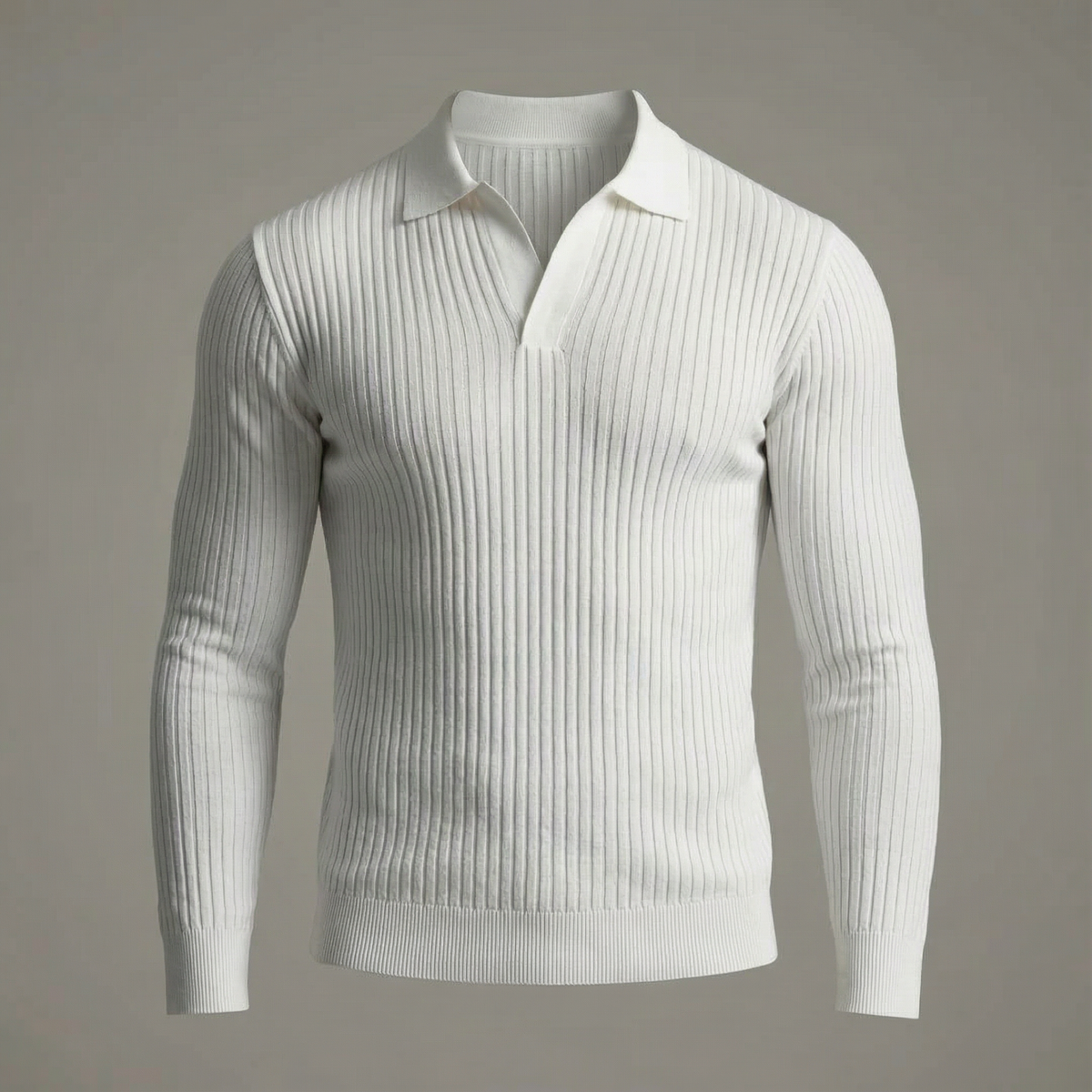 Rhea-Louisa | Women's Ribbed Open-Collar Knit Shirt