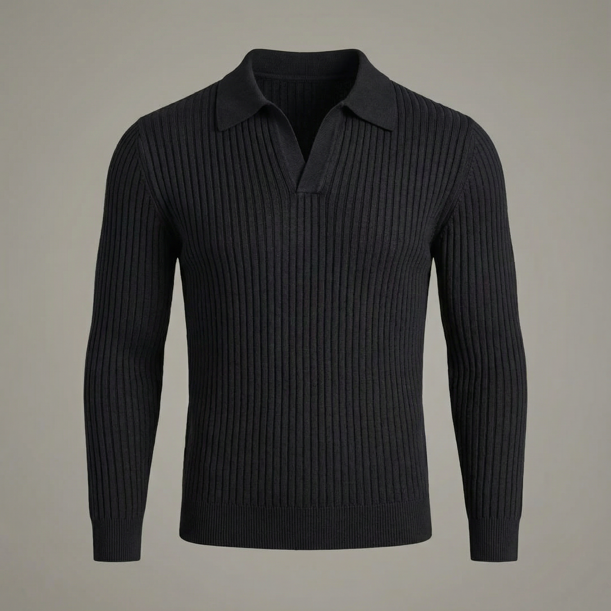 Rhea-Louisa | Women's Ribbed Open-Collar Knit Shirt