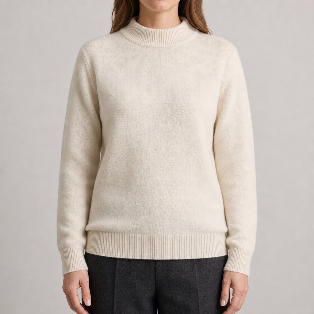 Genevieve-Bernadette | Women's Ribbed-Trim Rollneck Jumper