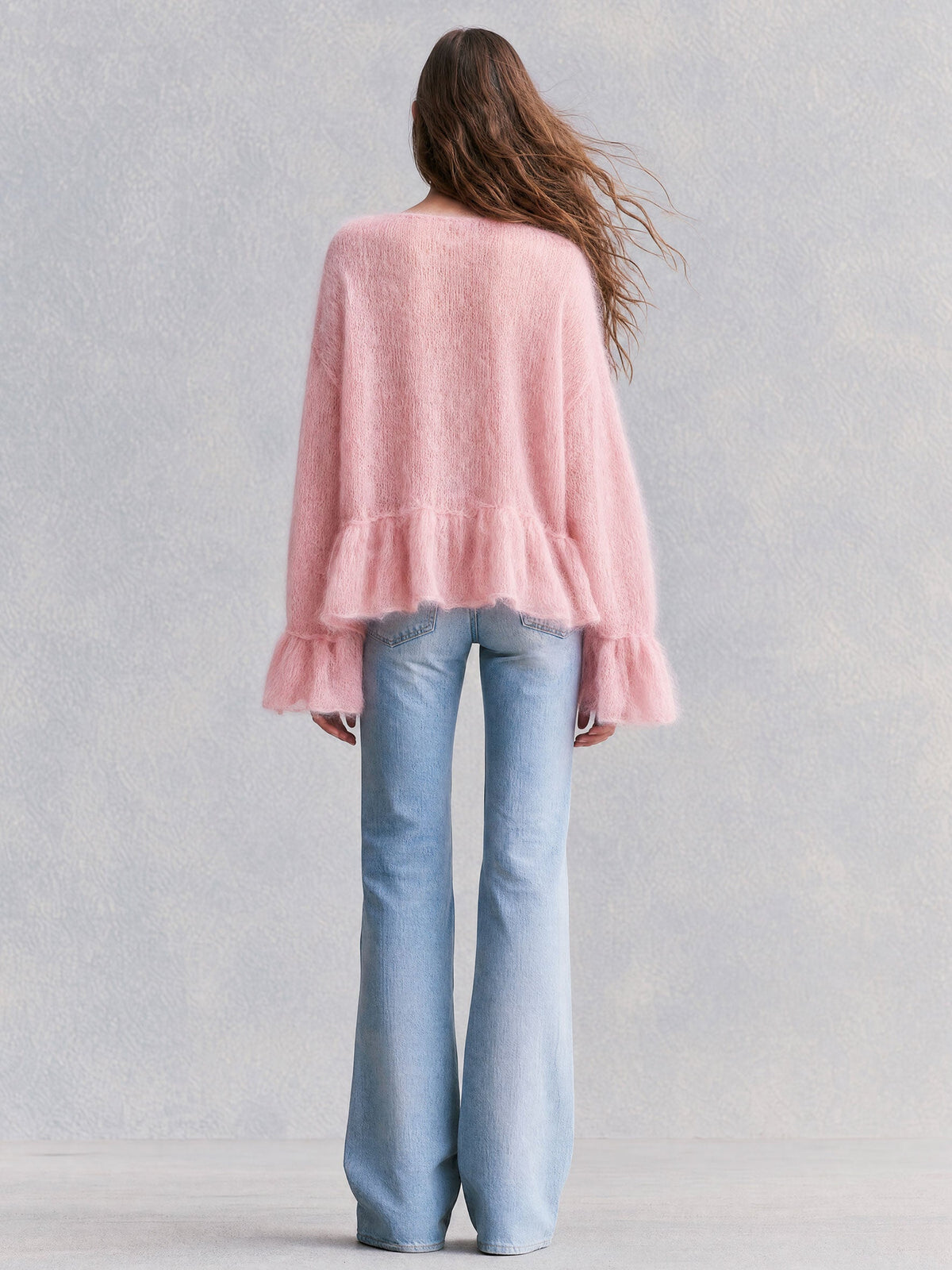Rhea | Women's Ruffled V-Neck Long-Sleeve Pullover Sweater