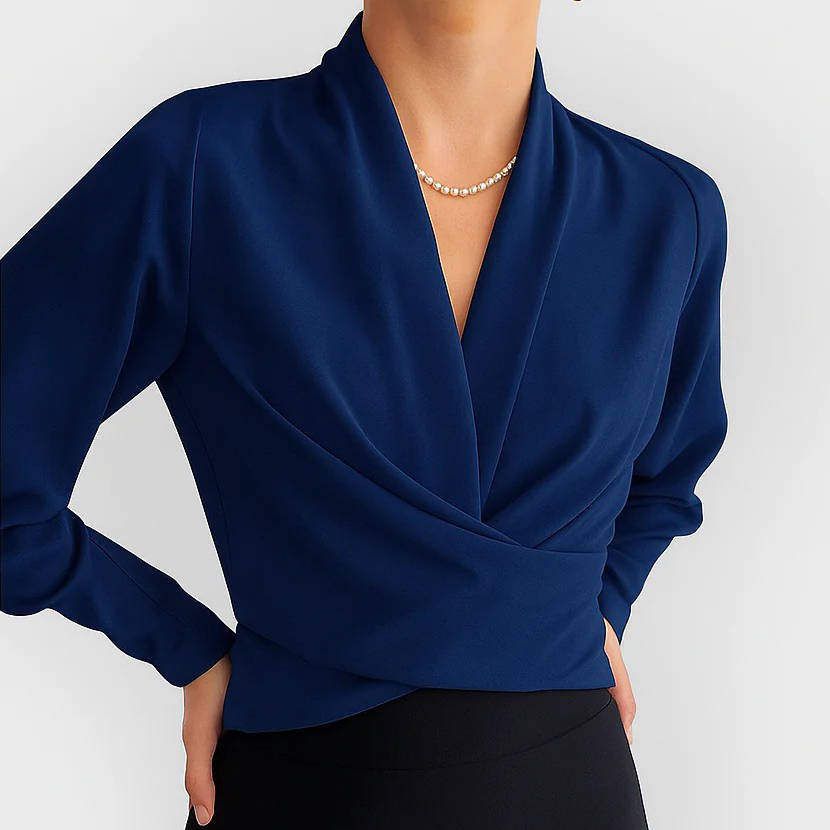 Nora-Meredith | Women's Satin Wrap V-Neck Blouse