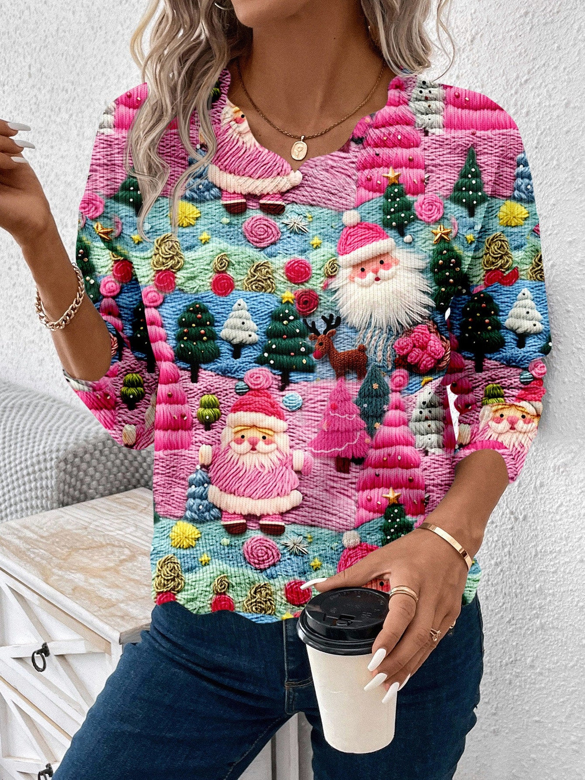 Nadine-Lucille | Women's Scalloped-Trim Holiday Knit Sweater
