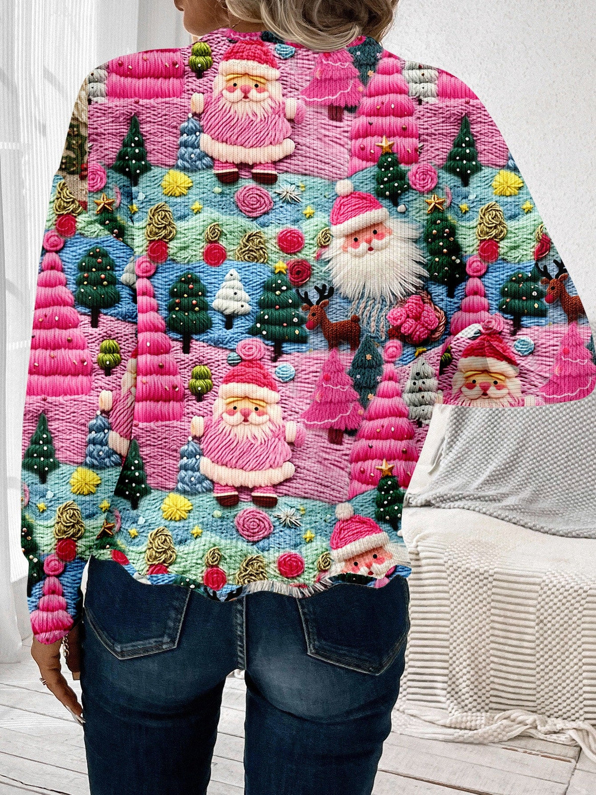 Nadine-Lucille | Women's Scalloped-Trim Holiday Knit Sweater