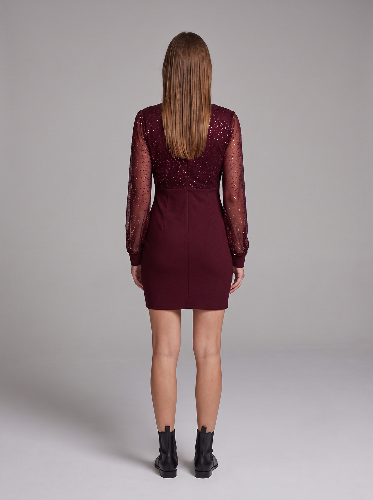Eugenia-Rosemary | Women's Sequin Deep-V Bodycon Mini Dress