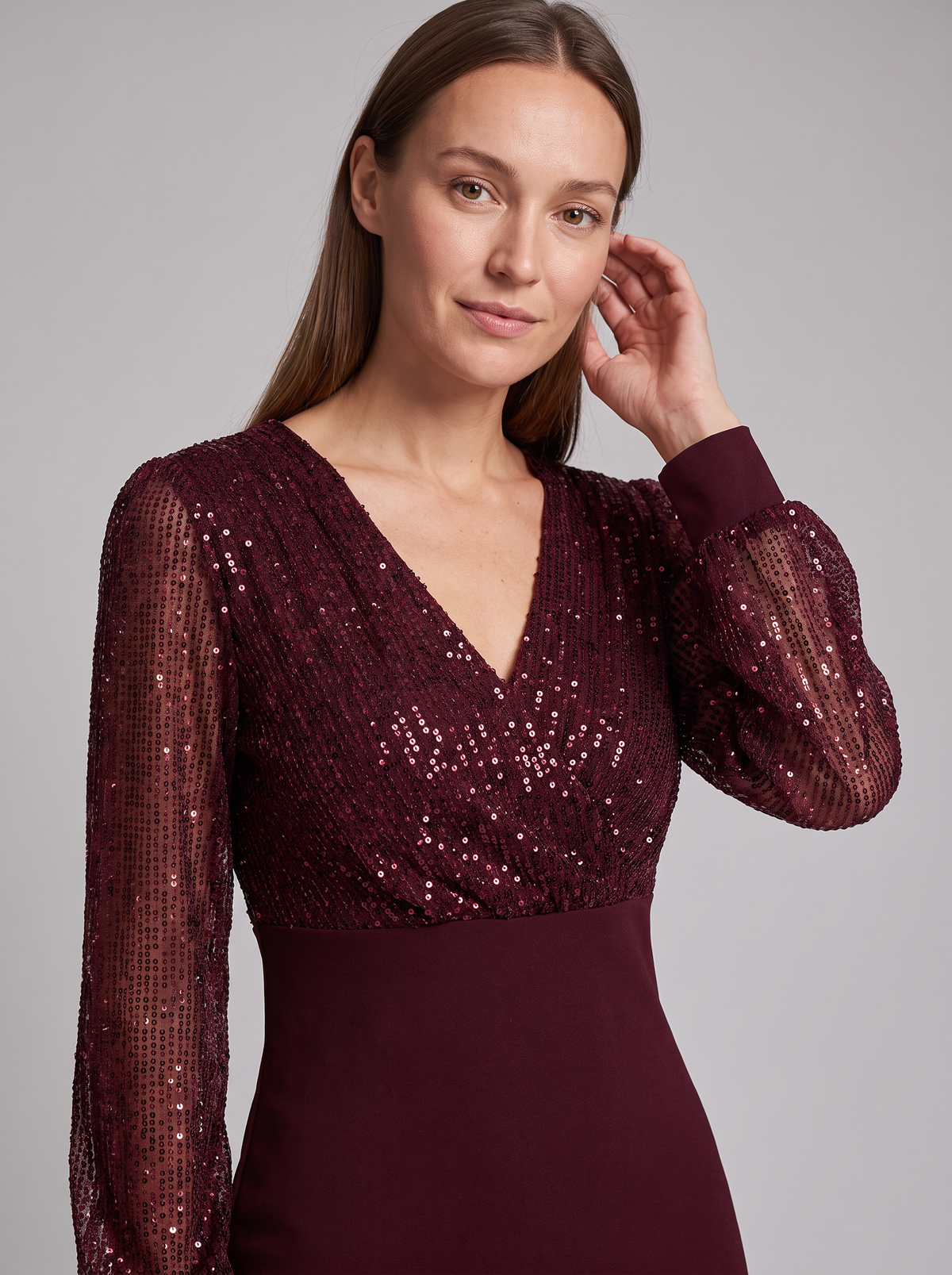 Eugenia-Rosemary | Women's Sequin Deep-V Bodycon Mini Dress