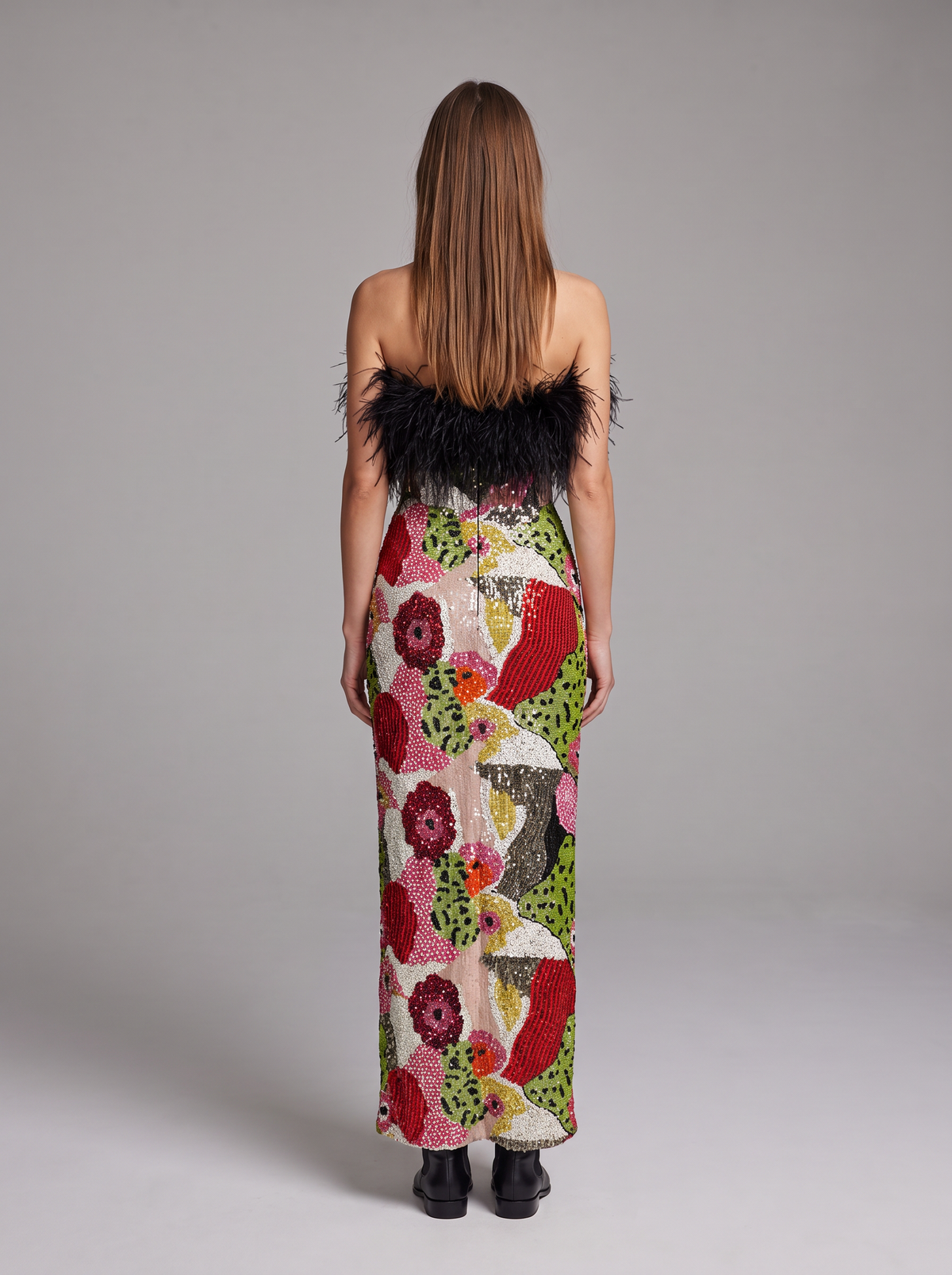 Juliet-Dorothea | Women's Sequin Feather Maxi Dress