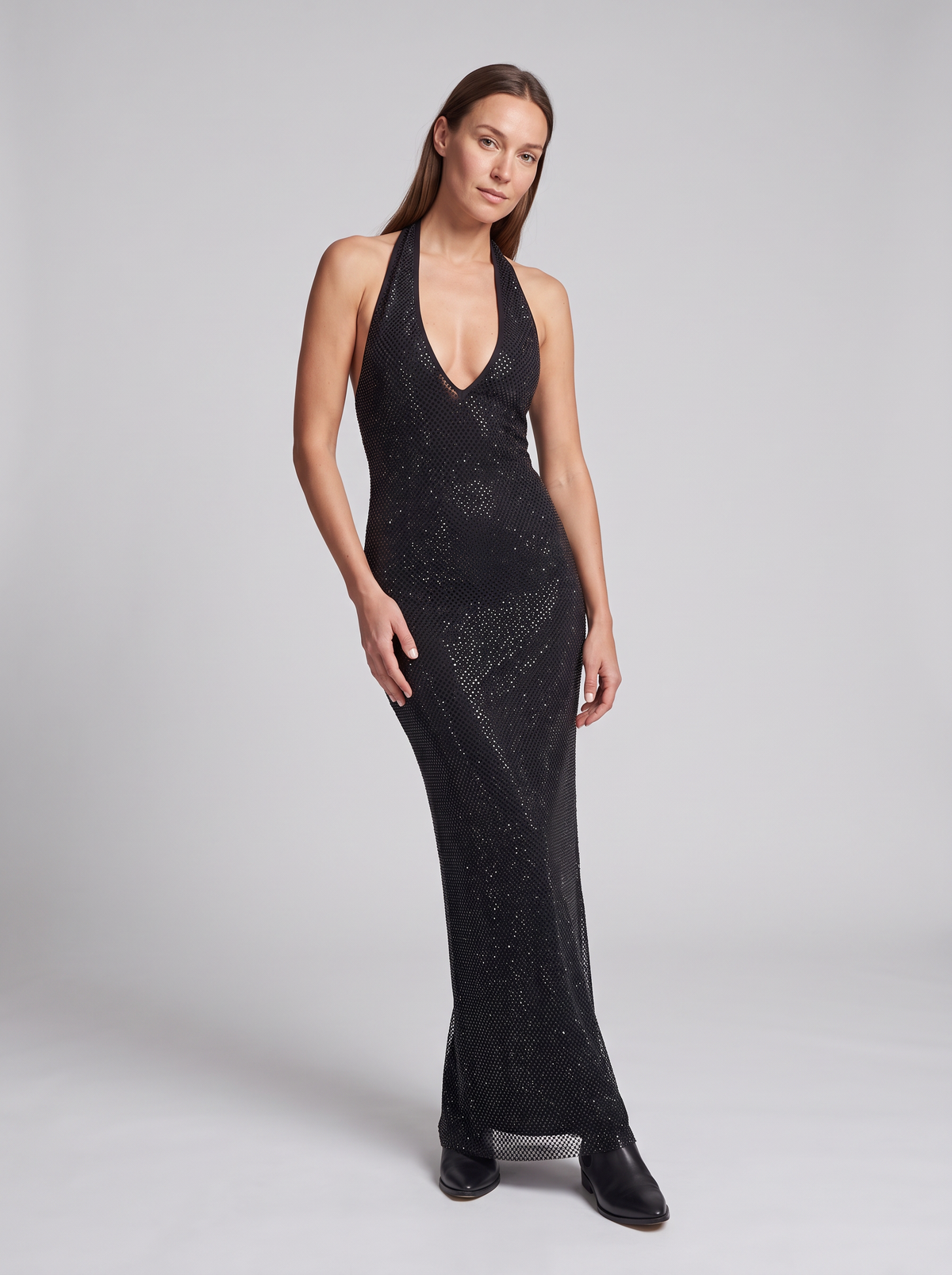 Isabelle-Silvia | Women's Sequin Halter Maxi Dress