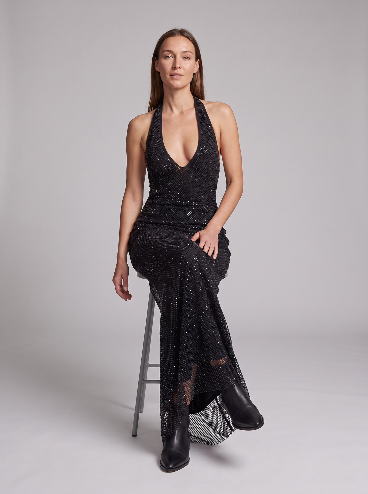 Isabelle-Silvia | Women's Sequin Halter Maxi Dress