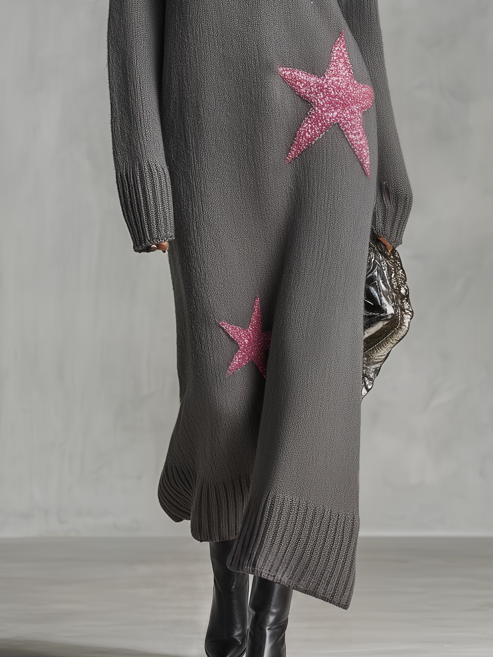 Margot-Yvonne | Women's Sequin-Star Knit Maxi Skirt