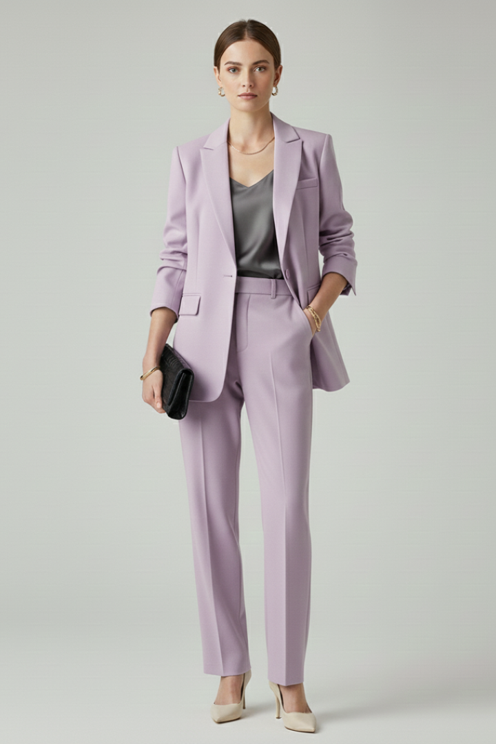 Yvonne | Women's Single-Button Blazer & Straight-Leg Trouser Set