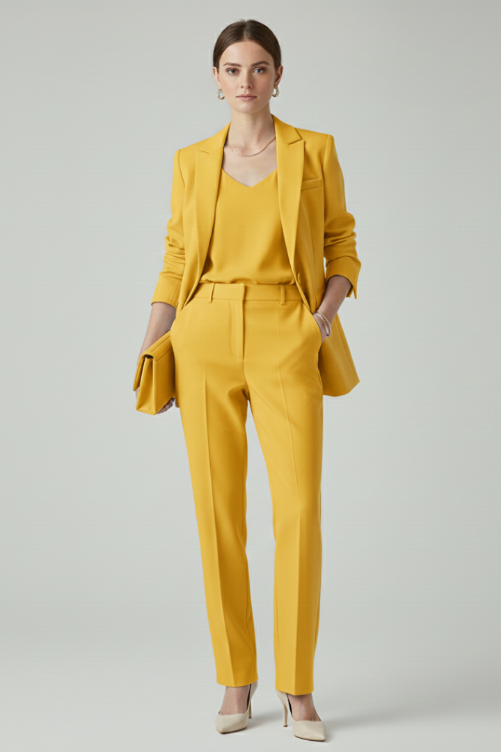 Yvonne | Women's Single-Button Blazer & Straight-Leg Trouser Set