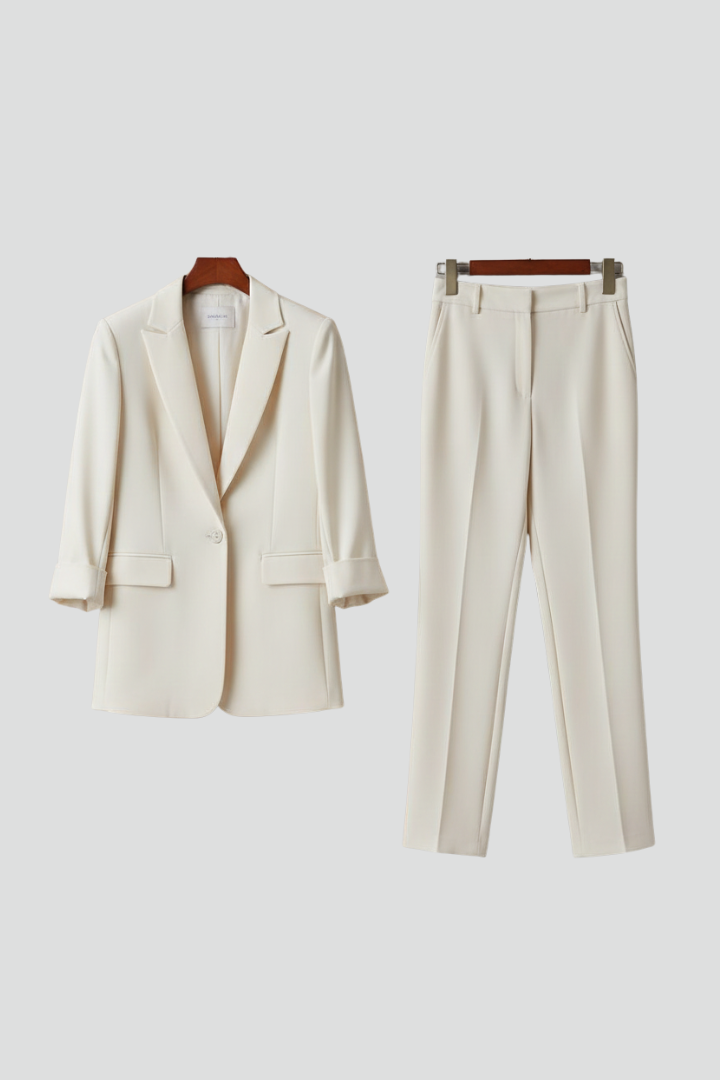 Yvonne | Women's Single-Button Blazer & Straight-Leg Trouser Set