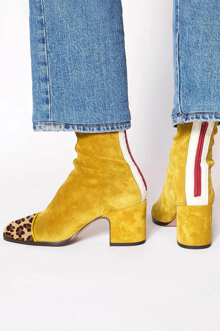 Martha | Women's Sporty Contrast-Toe Mid-Heel Ankle Boots