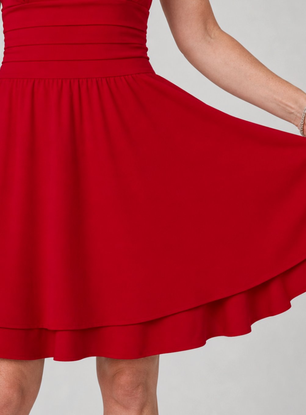 Rosemary-Odette | Women's Square-Neck Flared Mini Cocktail Dress