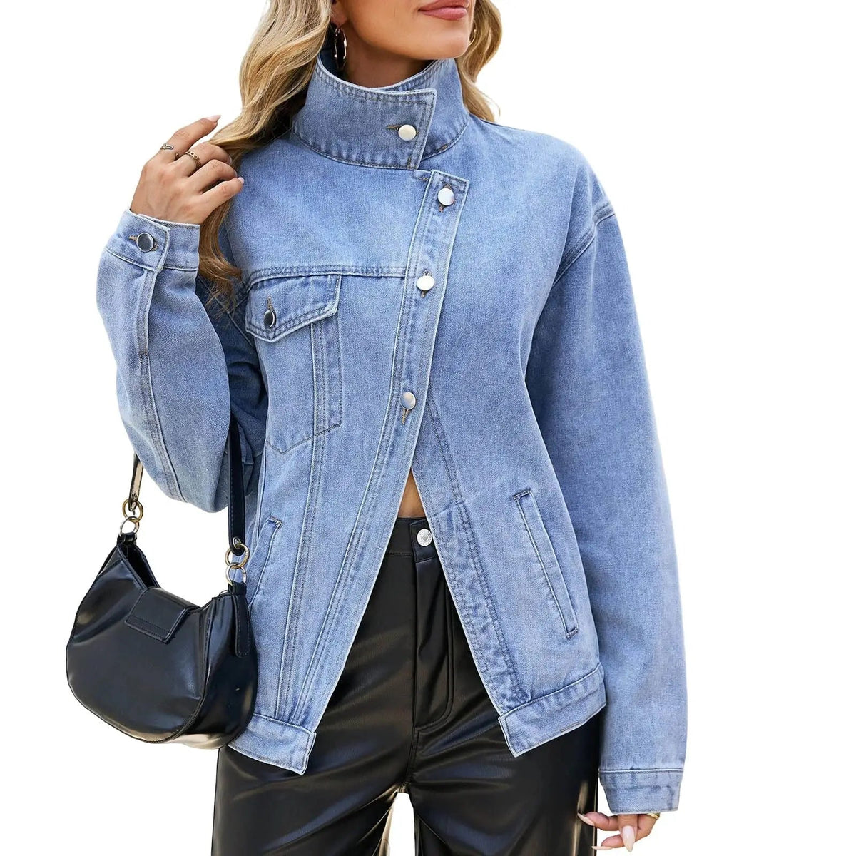 Nadine-Louisa | Women's Stand-Collar Denim Jacket
