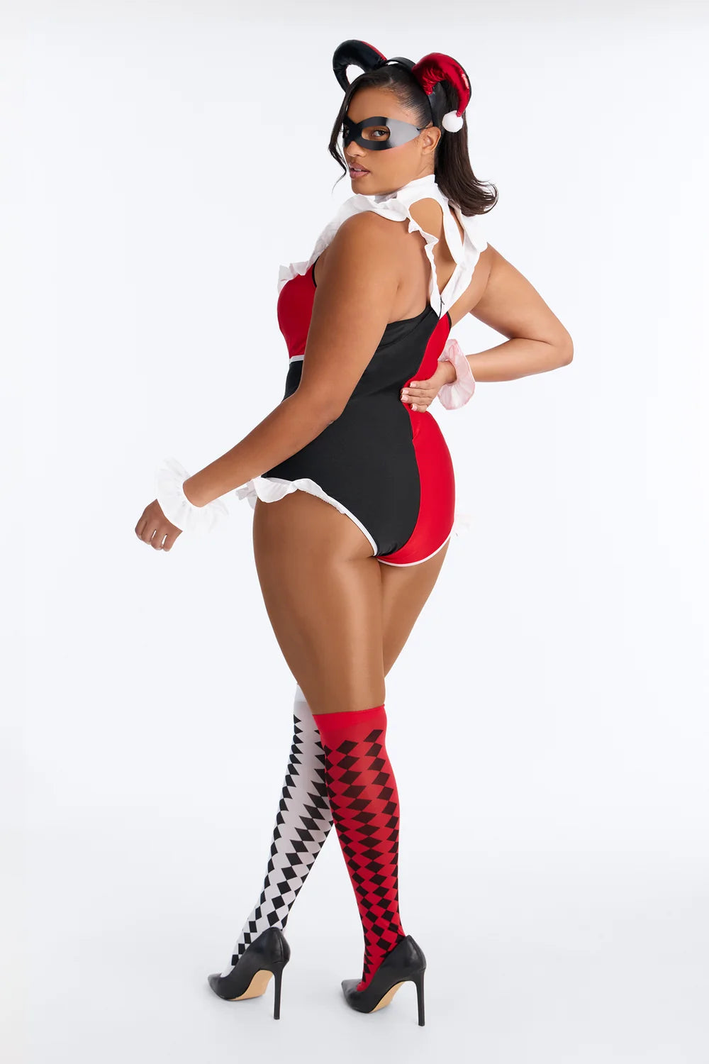 Esther-Pauline | Women's Star Print Stretch Bodysuit & Stocking Set