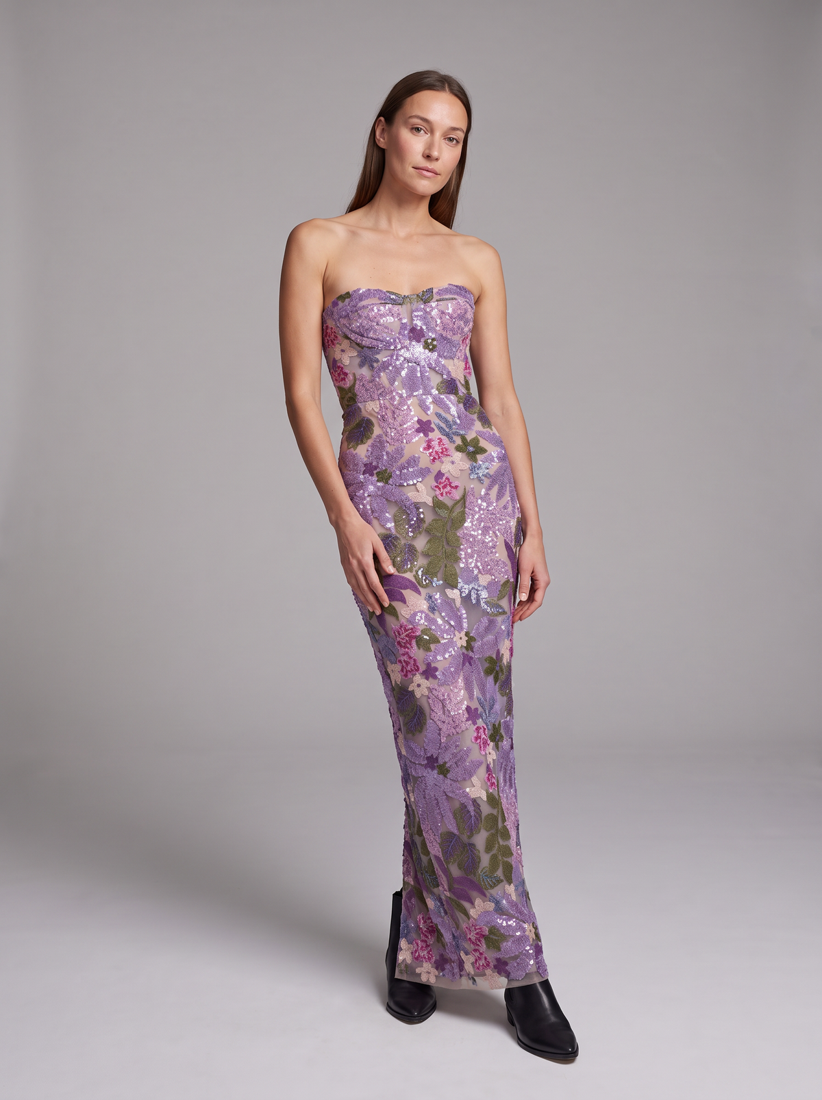 Teresa-Edith | Women's Strapless Sequin Maxi Dress