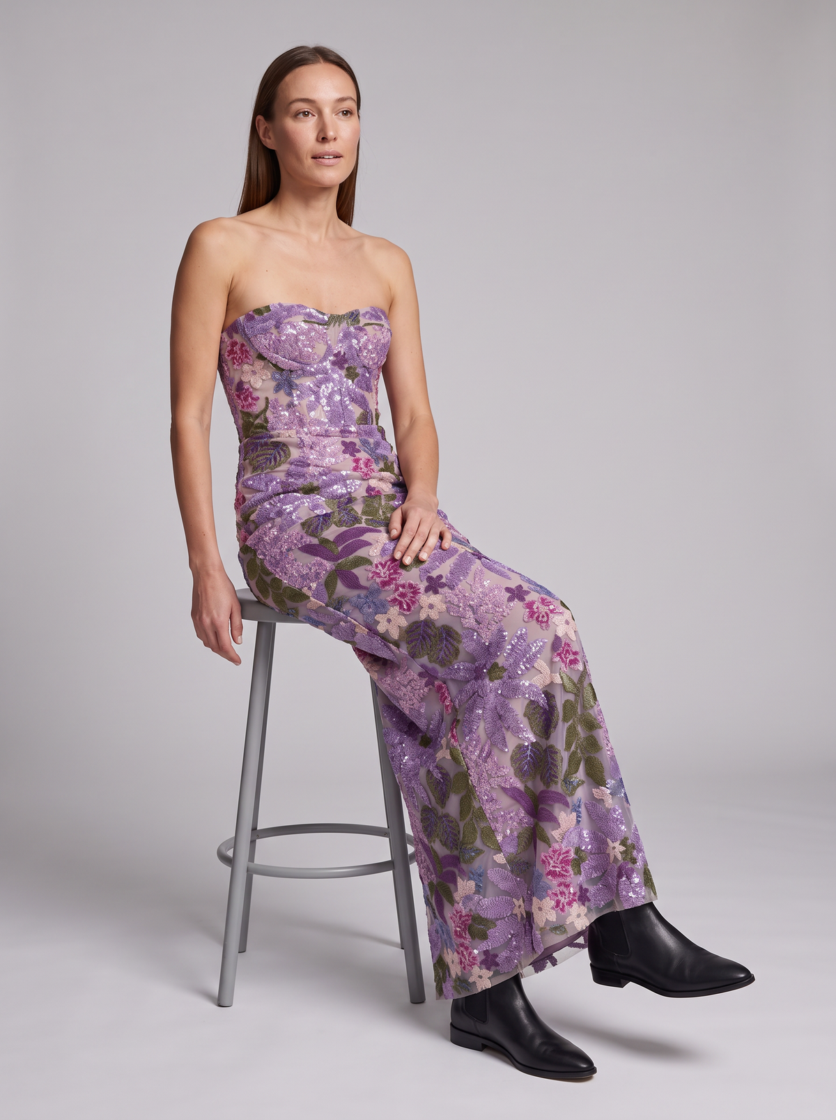 Teresa-Edith | Women's Strapless Sequin Maxi Dress