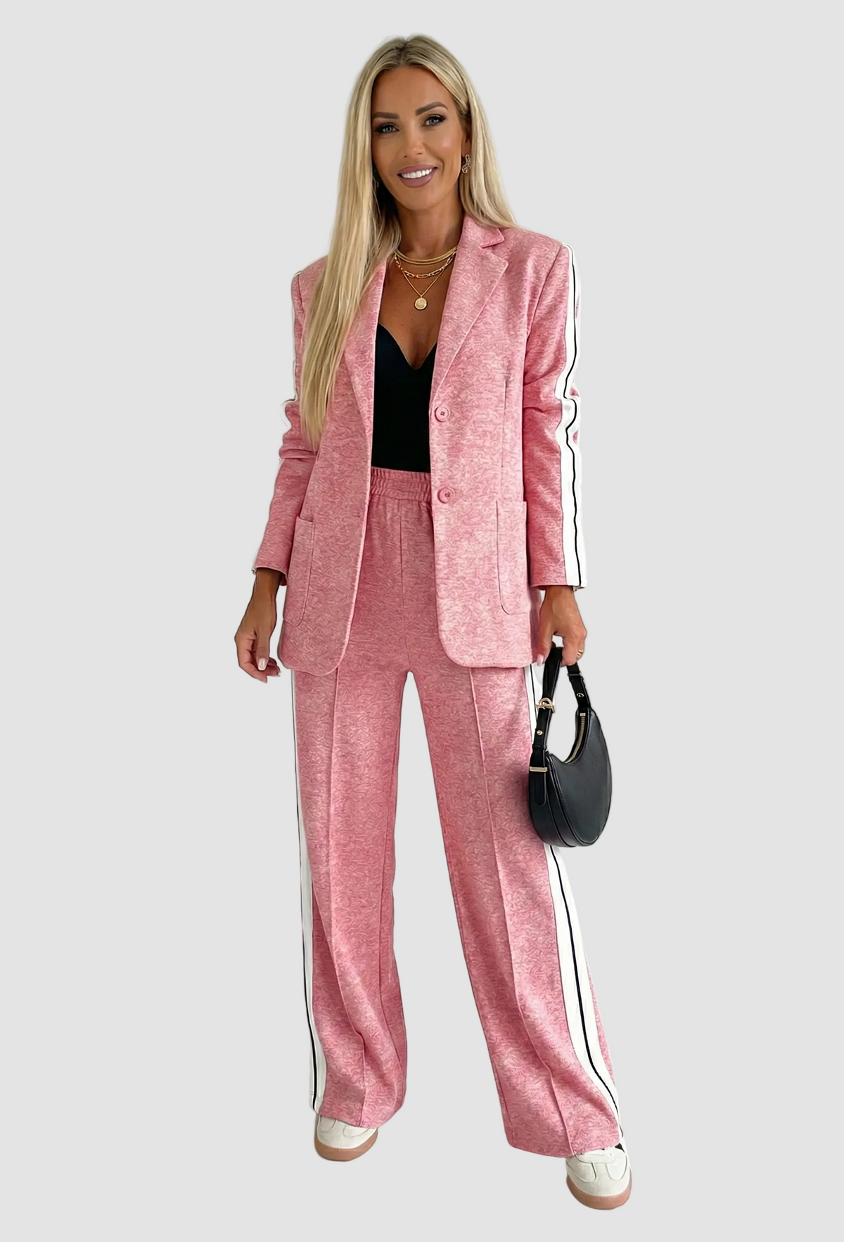 Irene | Women's Striped Blazer & Wide-Leg Trouser Set