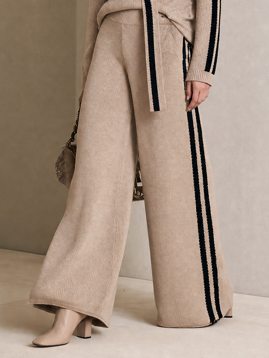 Louisa | Women's Striped Knit Two-Piece Pants Set