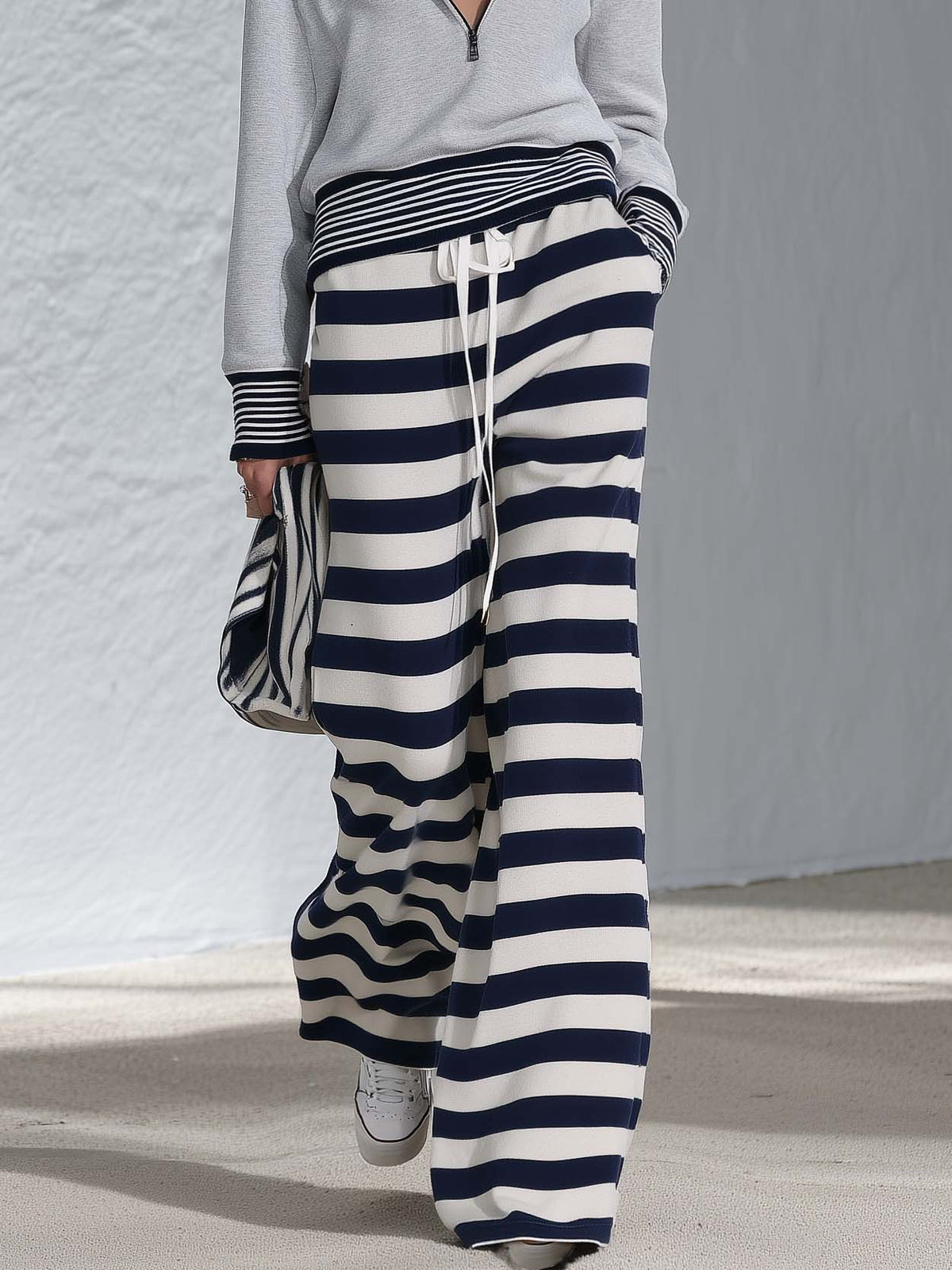 Edith-Josephine | Women's Striped Sailor Collar Jogger Set